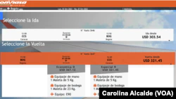 Le site CONVIASA propose des vols vers la Colombie le vendredi 23 septembre 2022.