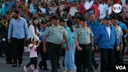 Daniel Ortega lors d'un événement de l'armée en 2019. Photo VOA