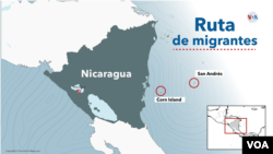 Le parcours des migrants qui arrivent à Corn Island, au Nicaragua.