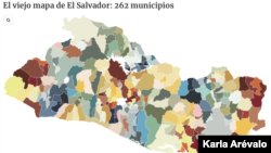 Avant la réforme du Code électoral, la carte d'El Salvador comptait 262 municipalités.  Photographie Voix de l'Amérique.