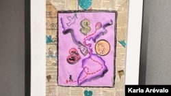 Œuvre 'Un rêve au-delà des frontières', d'Angely, 10 ans. [Fotografía Karla Arévalo, VOA]