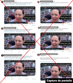 Capture de désinformations répliquées par plusieurs comptes X de manière coordonnée.