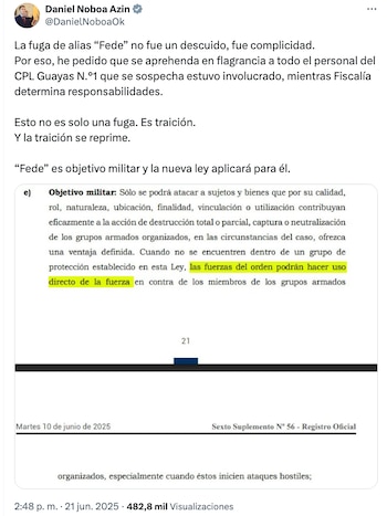 Daniel Noboa sur la fuite