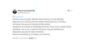 Le message de William Dávila