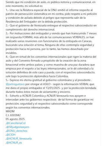 María Alejandra Díaz a dénoncé cela