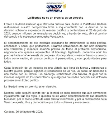La déclaration publiée par le