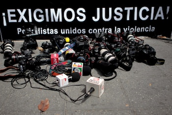 Une manifestation de journalistes dans