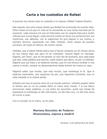 La lettre de Mariana González