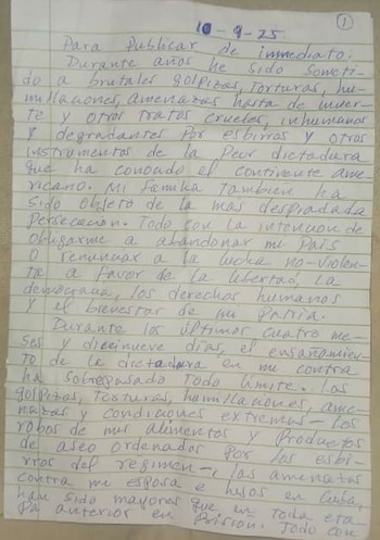 La lettre de José Daniel