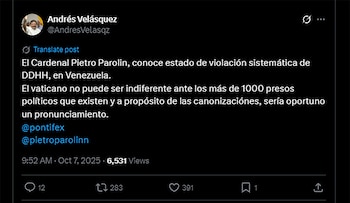 Message d'Andrés Velásquez