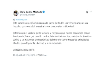 Message de María Corina