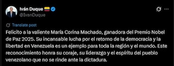 Iván Duque sur María Carolina
