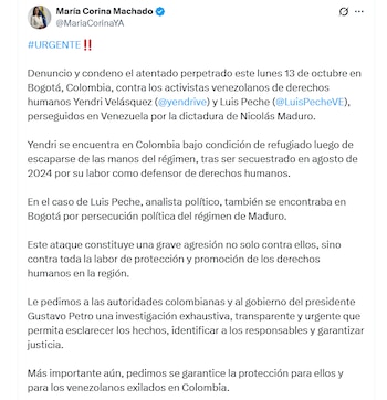 Déclaration de María Corina