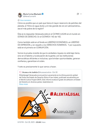 Message de María Corina