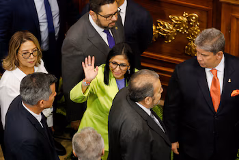 Delcy Rodríguez pendant son message