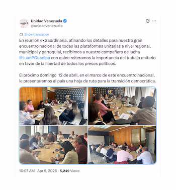 Tweet de l'Unité du Venezuela