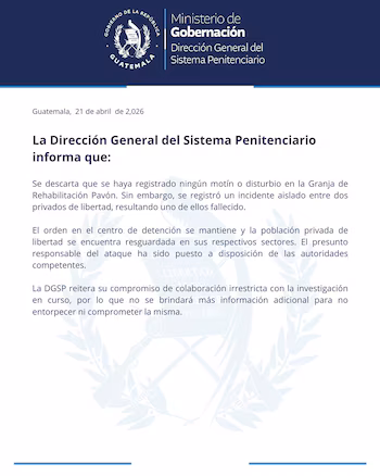 L'auteur présumé de l'attaque a été identifié et mis à la disposition des autorités judiciaires, selon la DGSP. (Autorisation : Système pénitentiaire du Guatemala)