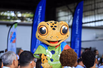 Antón, la mascotte des IVes Jeux Sud-Américains de la Jeunesse, récemment terminés, au Panama.