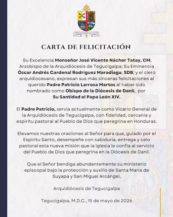 Larrosa a été vicaire général de Tegucigalpa. (PHOTO : Médias Suyapa)