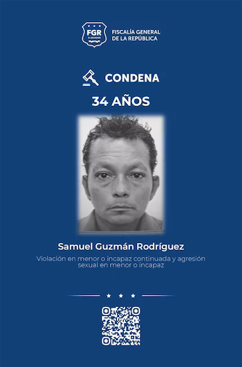 La relation de confiance avec la famille a permis à Samuel Guzmán Rodríguez de commettre des abus sexuels répétés sur une fillette de sept ans à San Salvador Oeste. (Image : FGR)