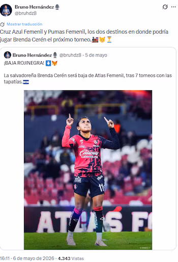 Cruz Azul Femenil cherche à se renforcer et est en concurrence avec Pumas Femenil pour la signature de Cerén, selon un journaliste. (Avec l'aimable autorisation de Bruna Hernández)