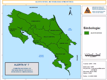 Carte de l'alerte verte émise sur tout le territoire national. Crédit : CNE