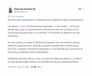 Edmundo González Urrutia tweete