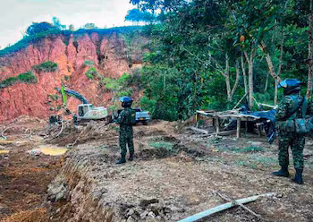 L'Armée démantèle deux complexes miniers illégaux liés au Clan du Golfe à Antioquia - crédit Armée Nationale Colombienne