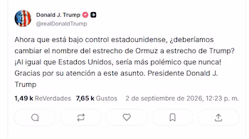 Le message de Trump dans Truth Social.
