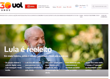 UOL, à son tour, a choisi comme titre « Lula est réélu ».
