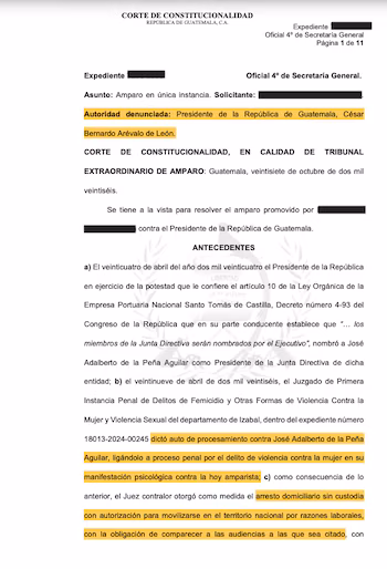 La Cour constitutionnelle du Guatemala a suspendu la nomination de José Adalberto de la Peña Aguilar à la tête d'Empornac.