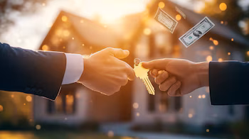 Affaires immobilières, conclusion de transactions, investissement immobilier, agent immobilier, achat et vente de propriétés. - (Informations sur l'image illustrative)